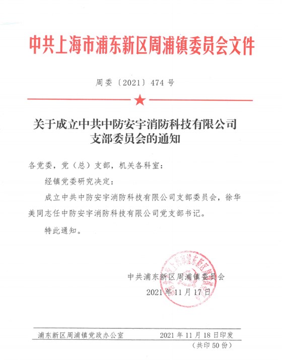 中防安宇消防科技有限公司黨支部成立！