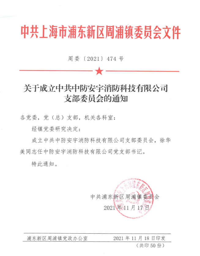 中防安宇消防科技有限公司黨支部成立！
